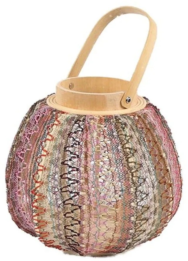 Φανάρι LAF115 26X23cm Pink Espiel Wood, Fabric