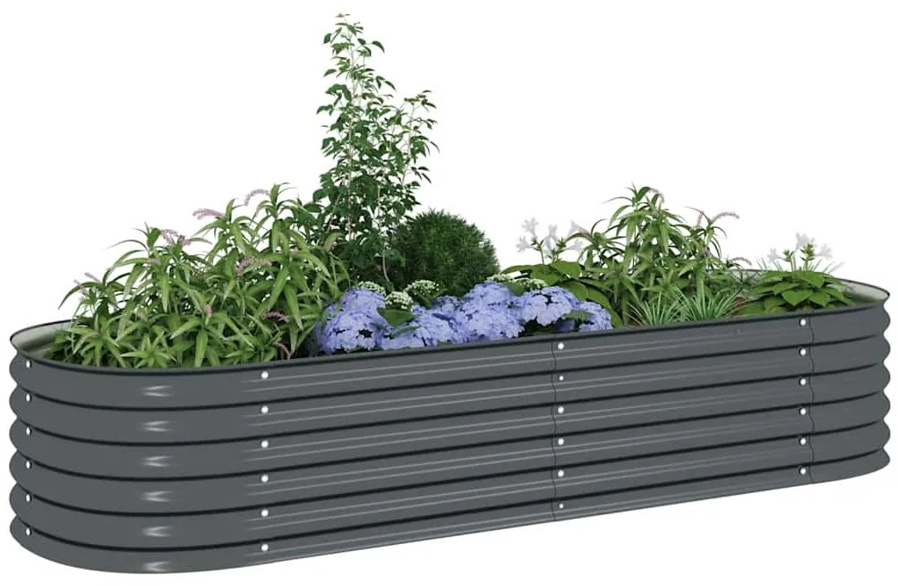 vidaXL Ζαρντινιέρα Υπερυψωμένη Γκρι 240x80x44 εκ. Γαλβανισμ. Χάλυβας