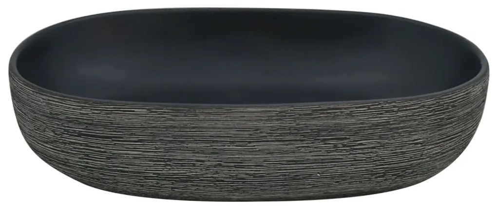 vidaXL Νιπτήρας Οβάλ Γκρι και Μαύρος 59 x 40 x 14 εκ. Κεραμικός