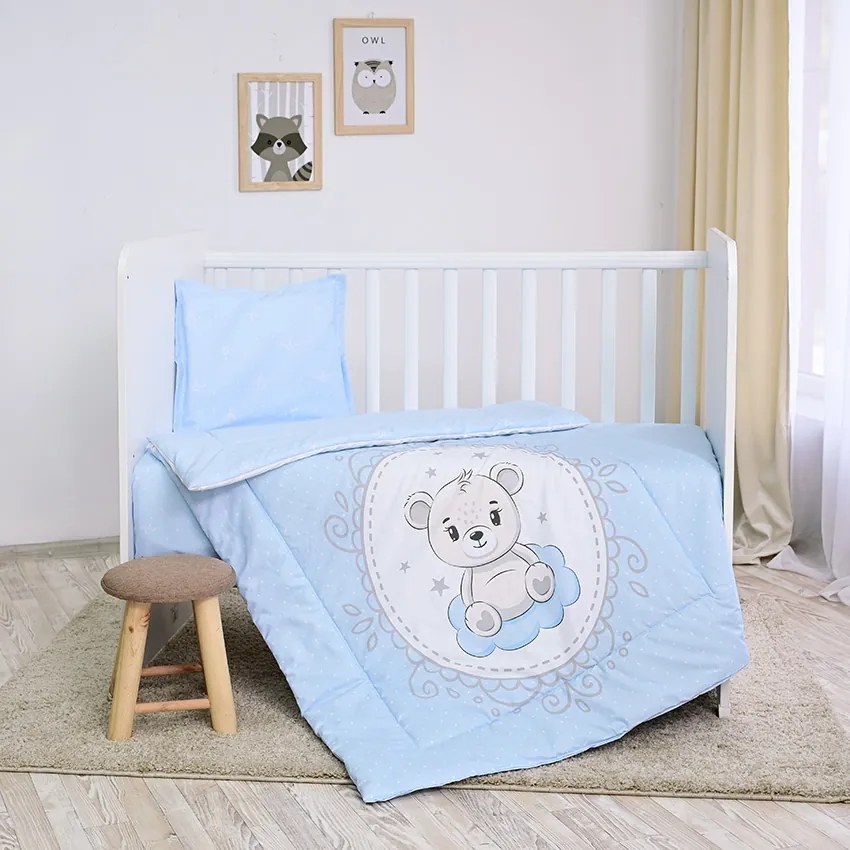 Σετ Προίκας Μωρού κούνιας 4τεμ. 70x140cm  Little Bear Blue 20800025901 Lorelli