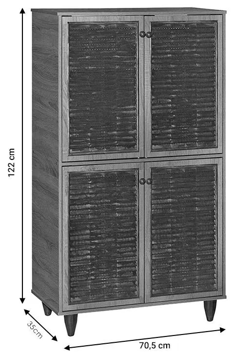 Παπουτσοθήκη-ντουλάπι Ronan χρώμα wenge 70.5x35x122εκ