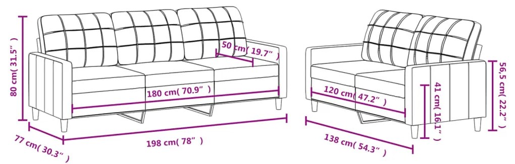 vidaXL Πολυθρόνες Σετ 2 Τεμαχίων Μαύρες από Ύφασμα με Μαξιλάρια