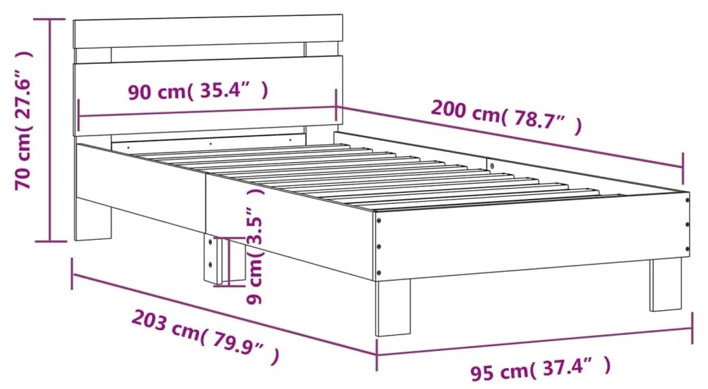 ΠΛΑΙΣΙΟ ΚΡΕΒΑΤΙΟΥ ΜΕ ΚΕΦΑΛΑΡΙ ΓΚΡΙ SONOMA 90X200 ΕΚ. ΕΠΕΞ. ΞΥΛΟ 838538