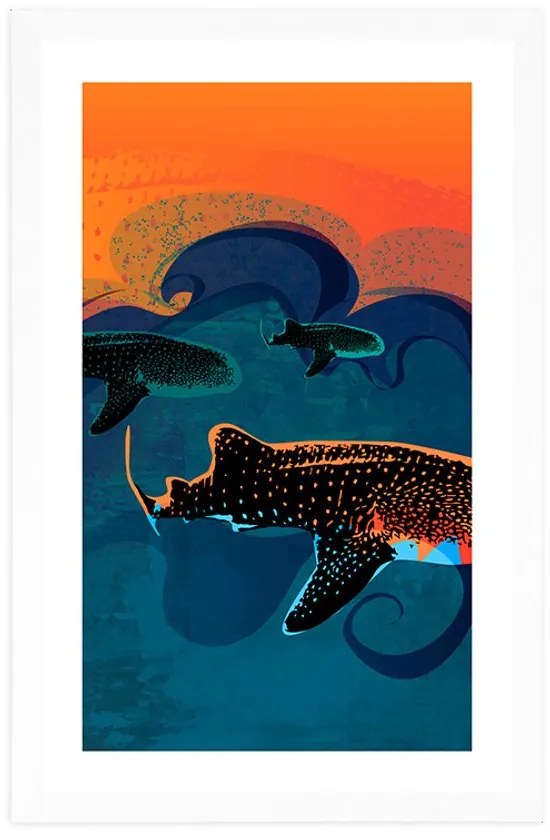 Αφίσα με παρπαστού Θάλασα γεμάτη ψάρια - 20x30 black