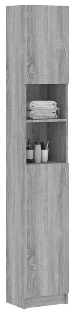 vidaXL Ντουλάπι Μπάνιου Γκρι Sonoma 32x25,5x190 εκ. Επεξεργασμένο Ξύλο