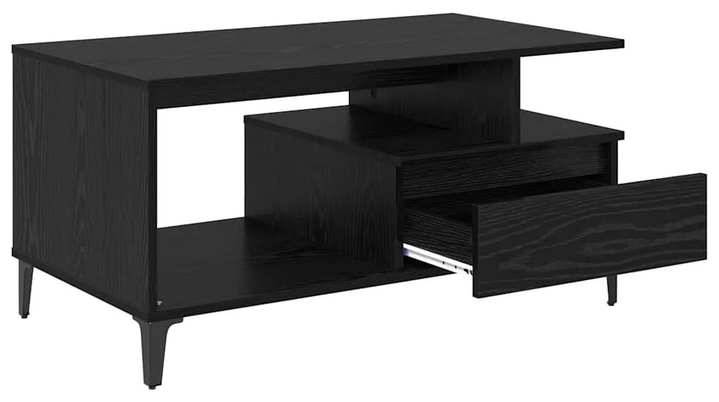 vidaXL Τραπεζάκι σαλονιού with Drawer Μαύρη δρυς 90 x 49 x 45 εκ