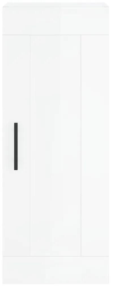 Ντουλάπι Τοίχου Γυαλιστερό Λευκό 34,5 x 34 x 90 εκ. Επεξ. Ξύλο - Λευκό