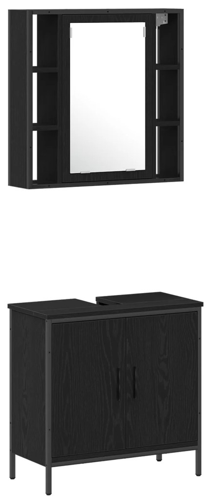 vidaXL Ντουλάπα Νιπτήρα Μπάνιου Μαύρο Δρυ 60x30x60 εκ. Επεξεργασμένο Ξύλο