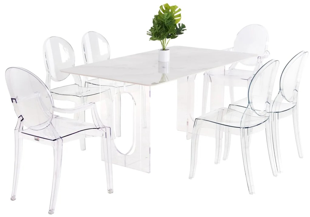 DINING SET 7pcs  TABLE AETHER- 2 ARMCHAIRS &amp; 4 CHAIRS ARAMIS