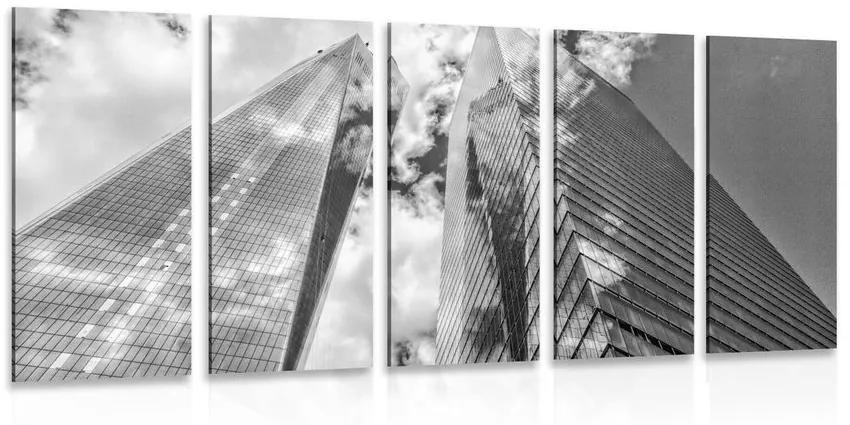 Εικόνα 5 τμημάτων μαστροφικοί ουρανοξύστες σε ασπρόμαυρο - 200x100