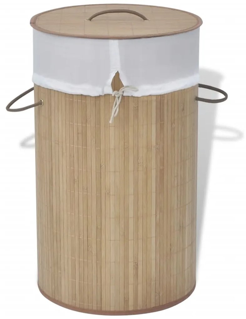 vidaXL 242723 Bamboo Laundry Bin Round Natural