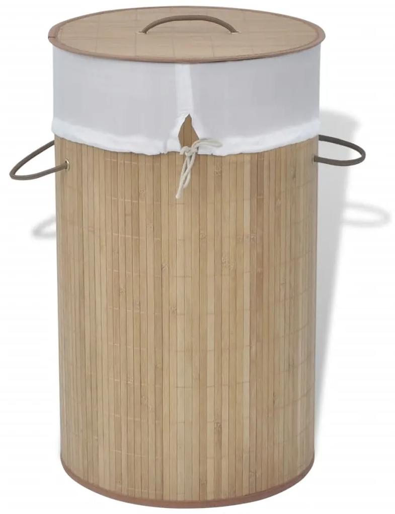 vidaXL 242723  Bamboo Laundry Bin Round Natural