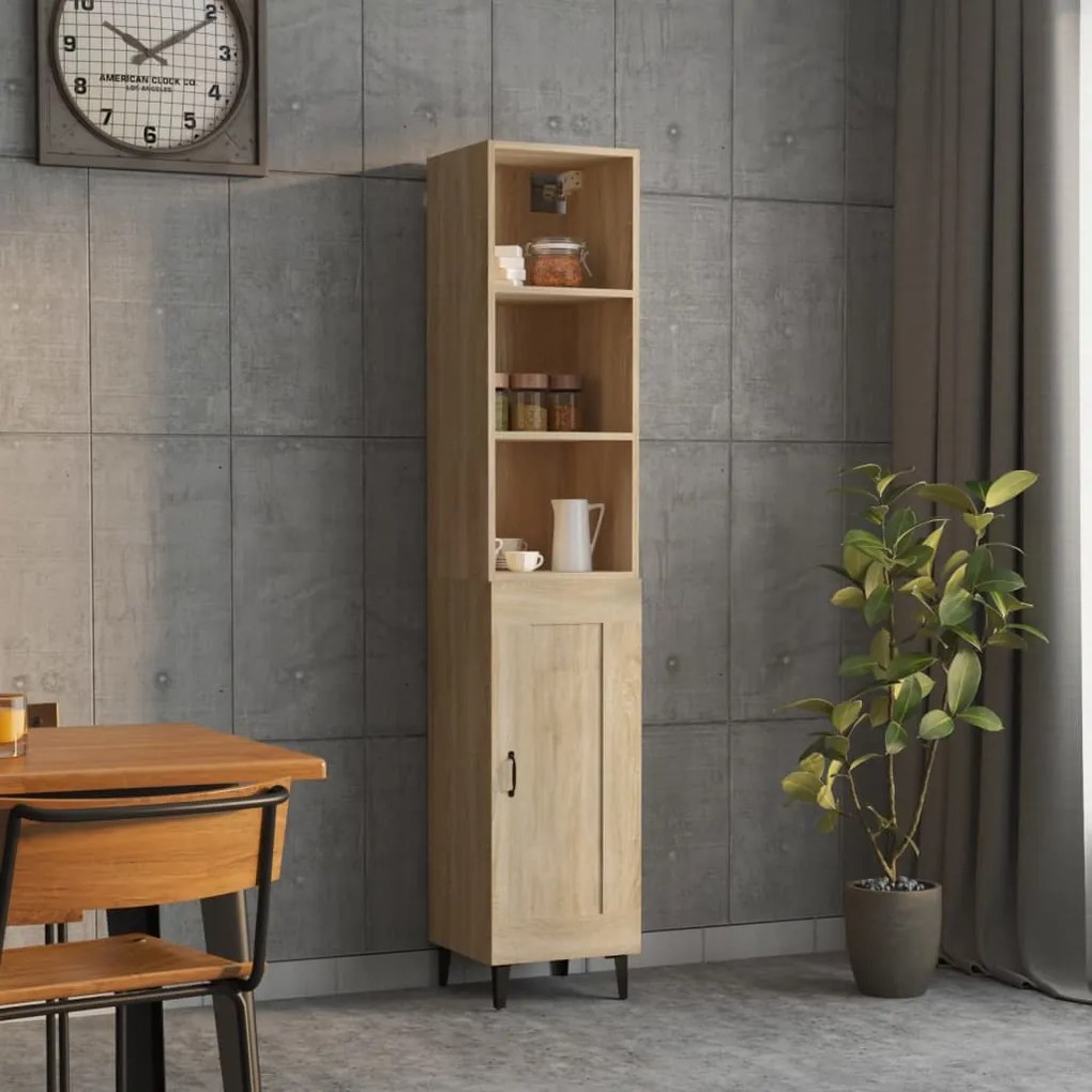 vidaXL Μπουφές Sonoma δρυς 34,5 x 34 x 180 εκ. από Επεξεργασμένο Ξύλο