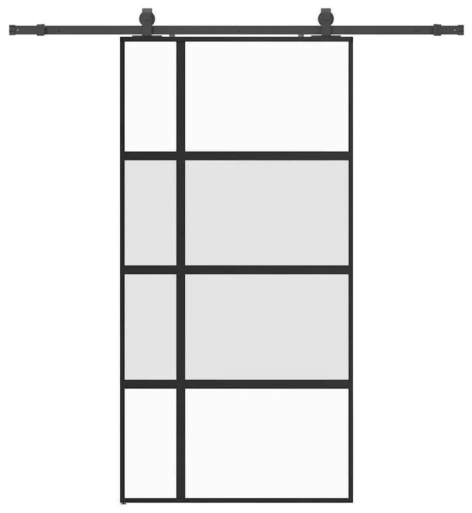 Σετ συρόμενης πόρτας με υλικό μαύρο 102,5x205 cm - Μαύρο