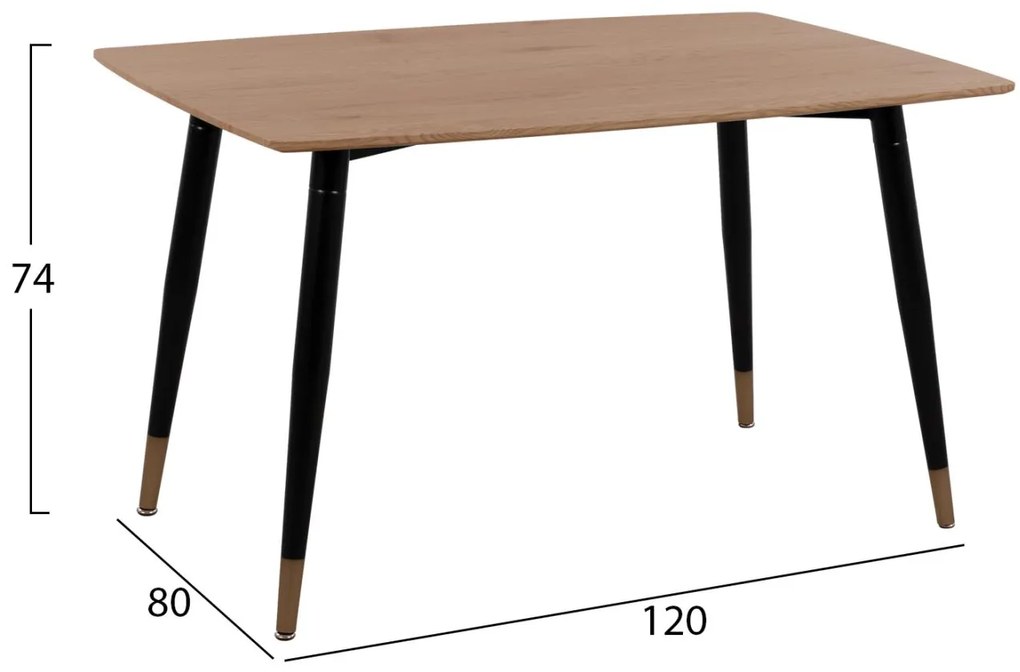 Σετ τραπεζαρίας ALIZA C11196.09 5 τμχ. από MDF TOP - Βελούδο Μαύρο &amp; Μέταλλο Μαύρο 120x80x74 εκ.