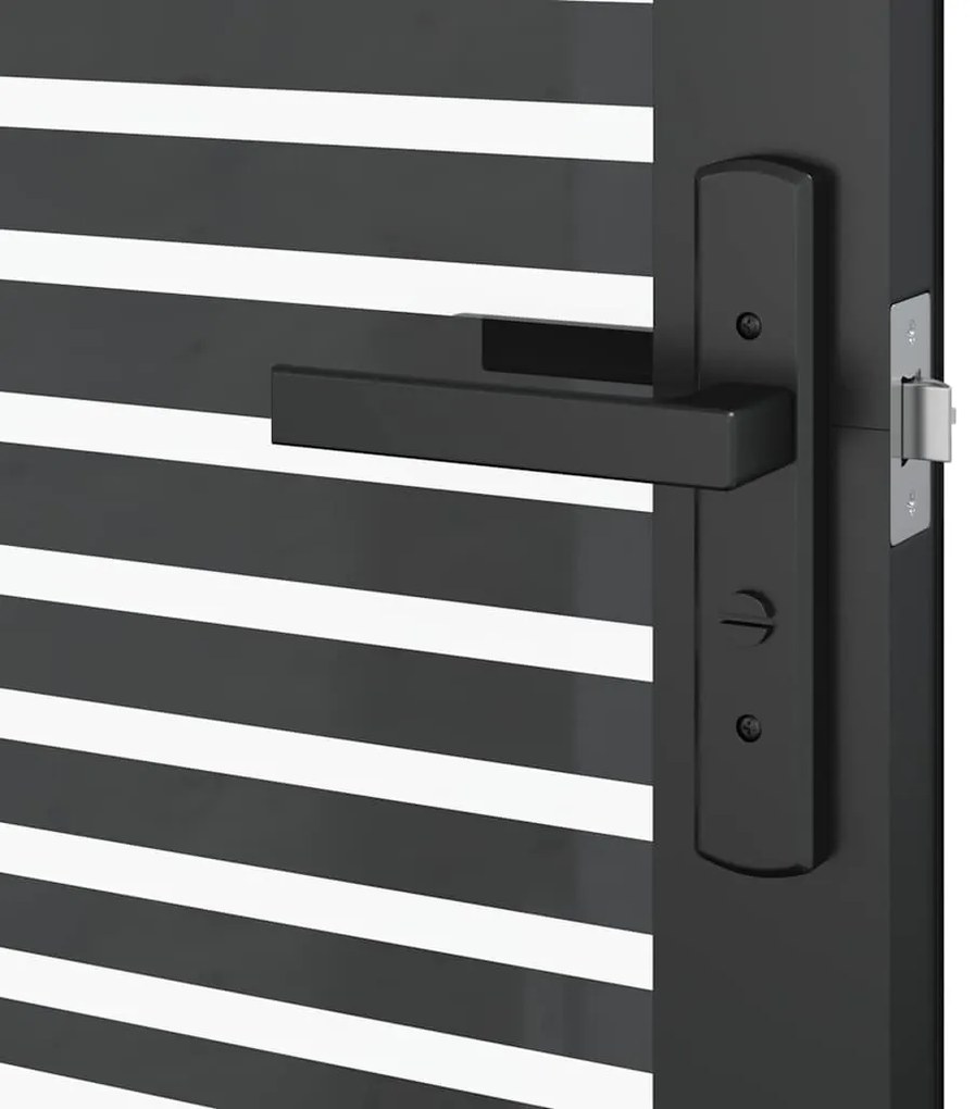 vidaXL Γυάλινη πόρτα Ριγέ Μαύρο 76 x 3.5 x 201.5 εκ Αλουμίνιο