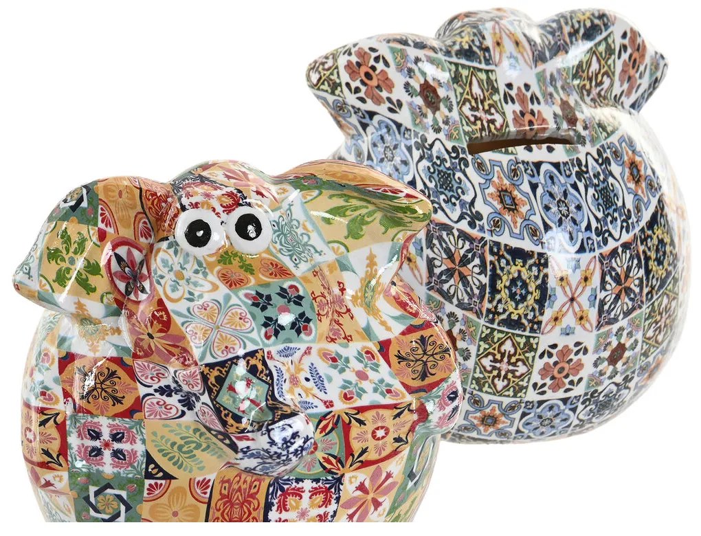 Kουμπαράς Home ESPRIT Ρητίνη Ελέφαντας 11,5 X 11 X 11 CM (x2)