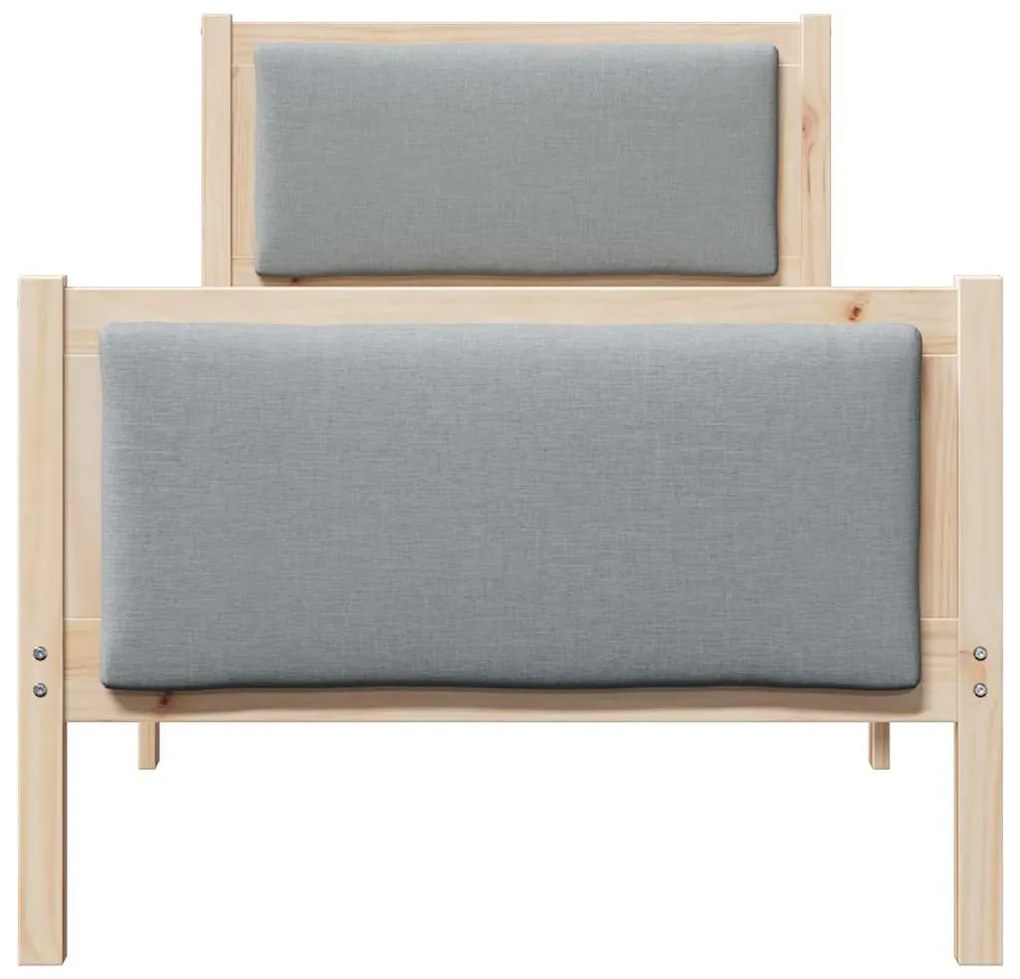 vidaXL Σκελετός Κρεβατιού με κεφαλάρι Ανοιχτό γκρι 75 x 190 cm ύφασμα