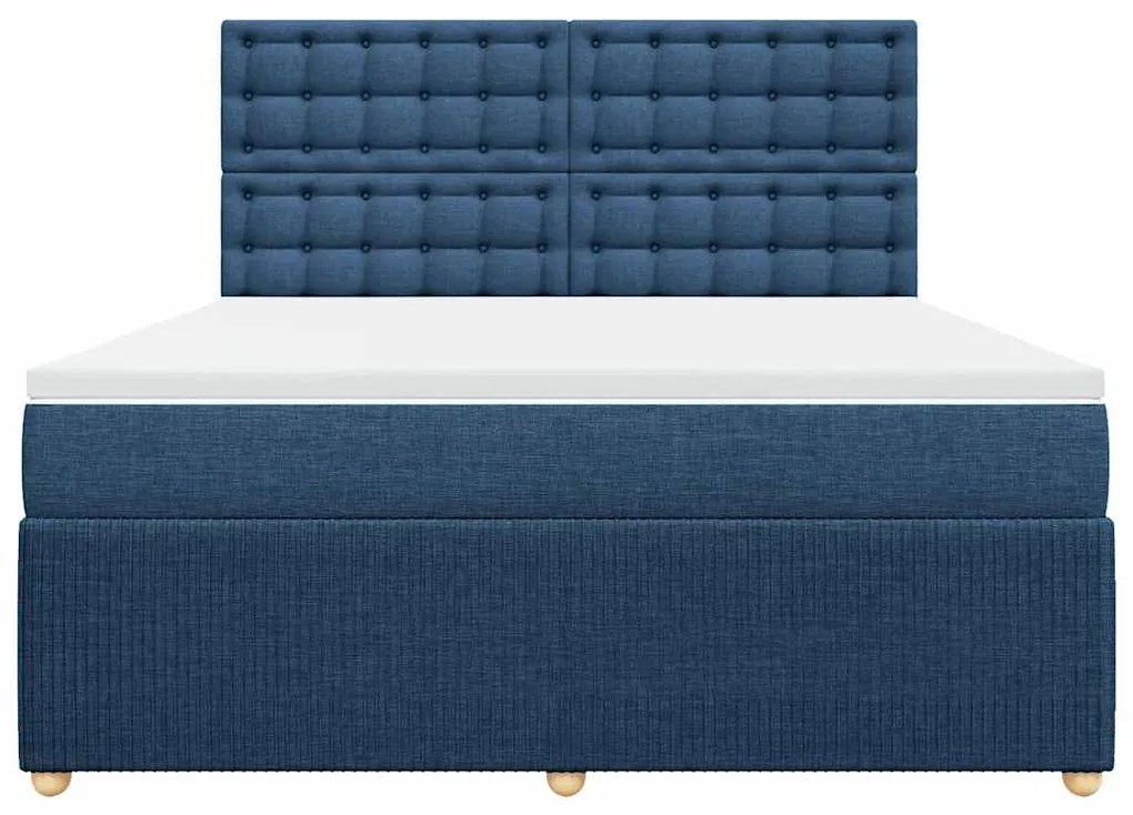 vidaXL Κρεβάτι Boxspring με Στρώμα Μπλε 180x200 εκ. Υφασμάτινο