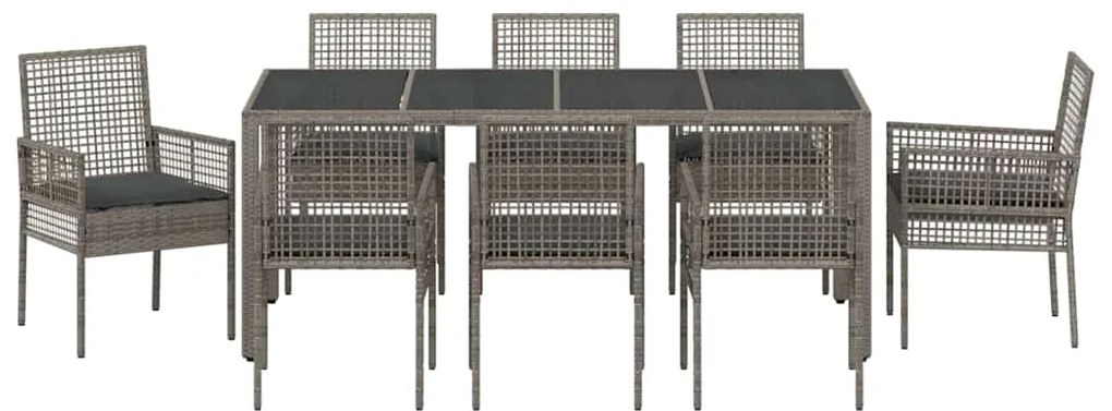 vidaXL Σέτ φαγητού για κήπο 9 pcs Γκρι συνθετικό ρατάν