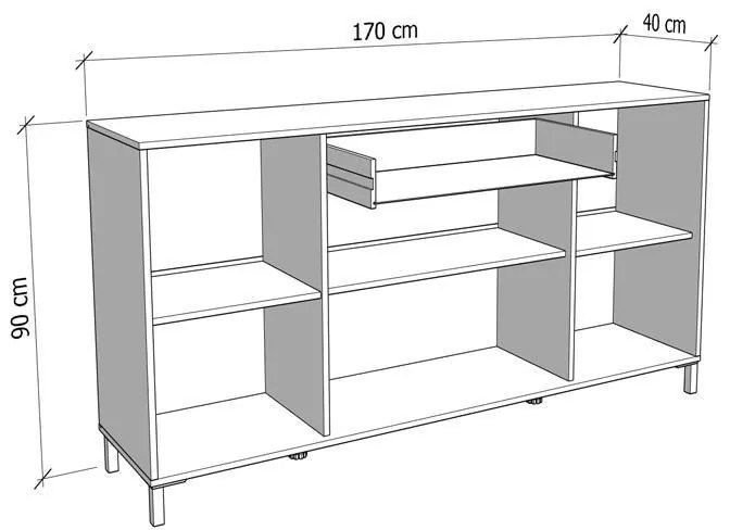 Μπουφές Avignon 170 4K1F4V Artisan oak - Μαύρο 170x40x90εκ. 170x40x90 εκ.