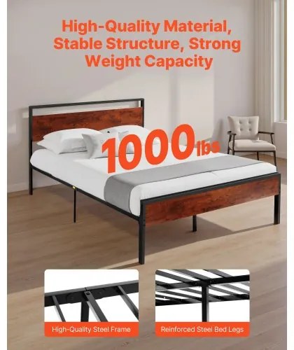 VEVOR Queen Size Metal Platform Bed Frame with Headboard and Footboard 14 Inch