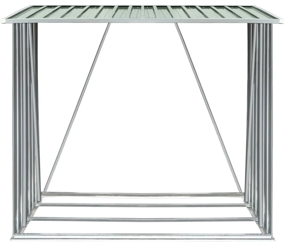 vidaXL Υπόστεγο Αποθήκευσης Ξύλων Κήπου Πράσινο 163x83x154 εκ. Ατσάλι