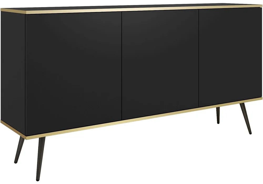Μπουφές Oro K160_Cz_BL 160x39x85cm Anthracite Μελαμίνη,Μέταλλο