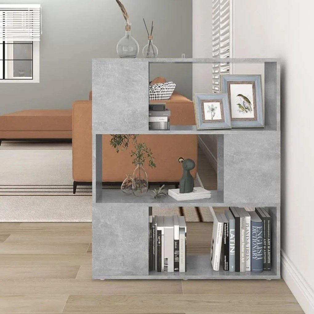vidaXL Βιβλιοθήκη/Διαχωριστ. Χώρου Γκρι Σκυρ. 80x24x94 εκ. Μοριοσανίδα