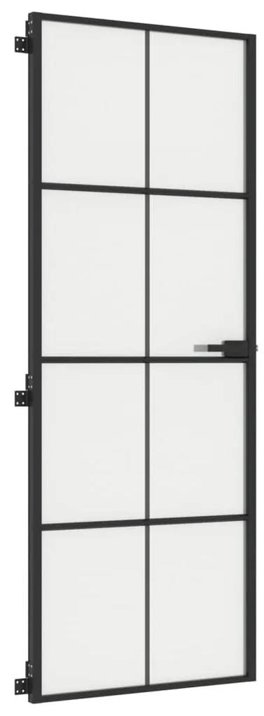 Εσωτερική Πόρτα Μαύρη 76x201,5 εκ. Ψημένο Γυαλί και Αλουμίνιο - Μαύρο