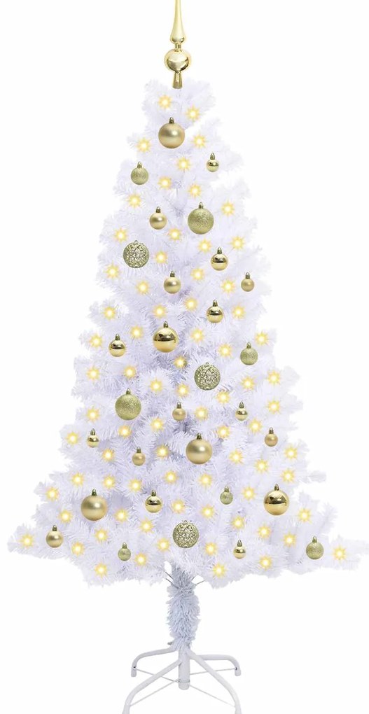 vidaXL Τεχνητό Χριστουγεννιάτικο Δέντρο Λευκό 150 cm PVC και Χάλυβας