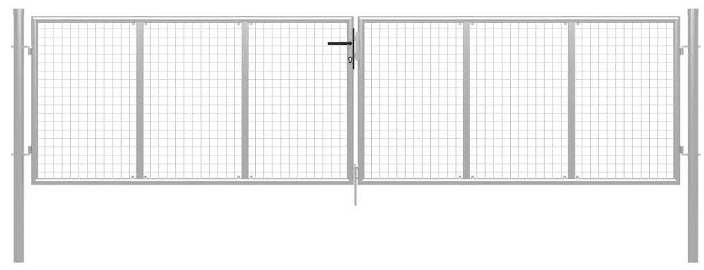 vidaXL Πόρτα Κήπου Ασημί 400x100 εκ. από Γαλβανισμένο Ατσάλι