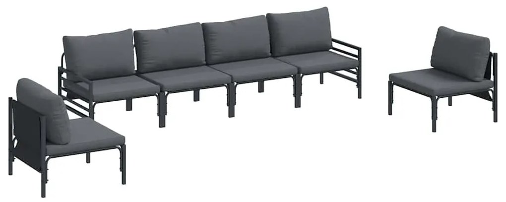 vidaXL Σετ Καναπέ Κήπου 6 pcs Ανθρακί Ατσάλι