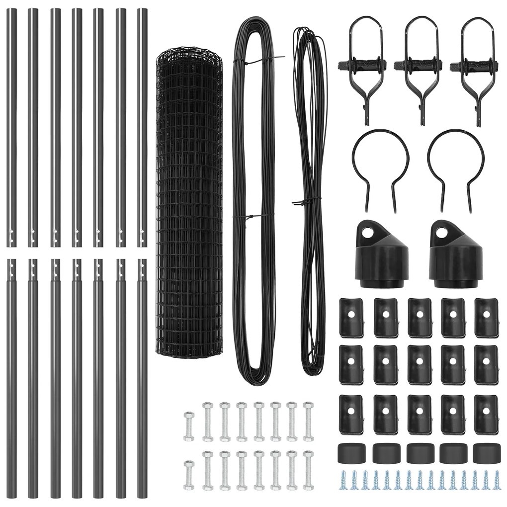 vidaXL Euro Fence με 7 στύλους 1x10 μ γαλβανισμένο ατσάλι γκρι