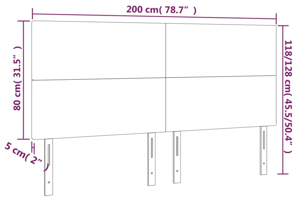 Κεφαλάρι Κρεβατιού LED Σκούρο Γκρι 200x5x118/128εκ. Υφασμάτινο 3122167