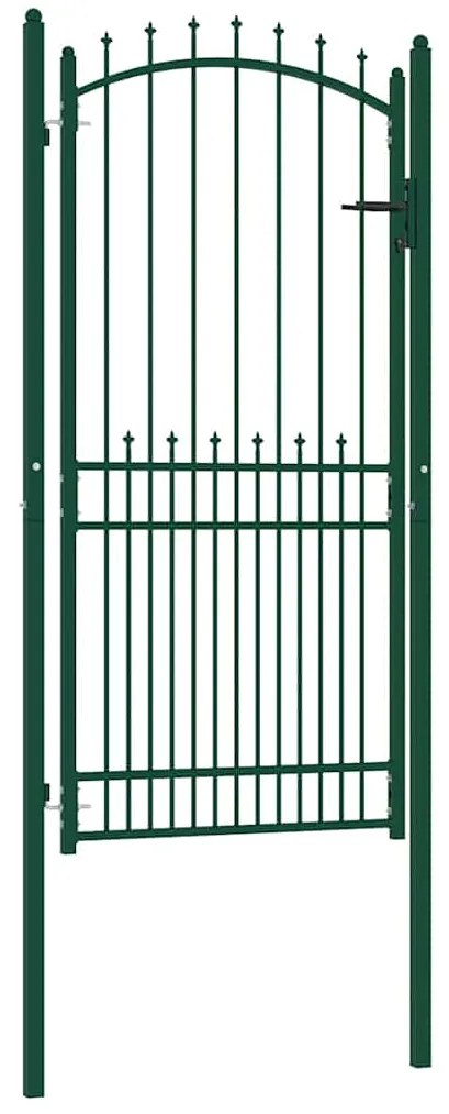 vidaXL Πόρτα Περίφραξης με Ακίδες Πράσινη 100 x 200 εκ. Ατσάλινη