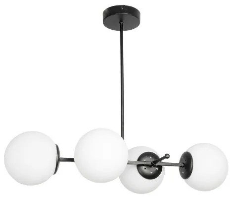 GLOBUS 203-0104 Μοντέρνο Φωτιστικό Οροφής Ράγα Πολύφωτο 4 x E27 IP20 Μαύρο Μέταλλο με Λευκό Γυαλί-Μ70 x Π34 x Υ15cm Globostar 203-0104 Λευκό