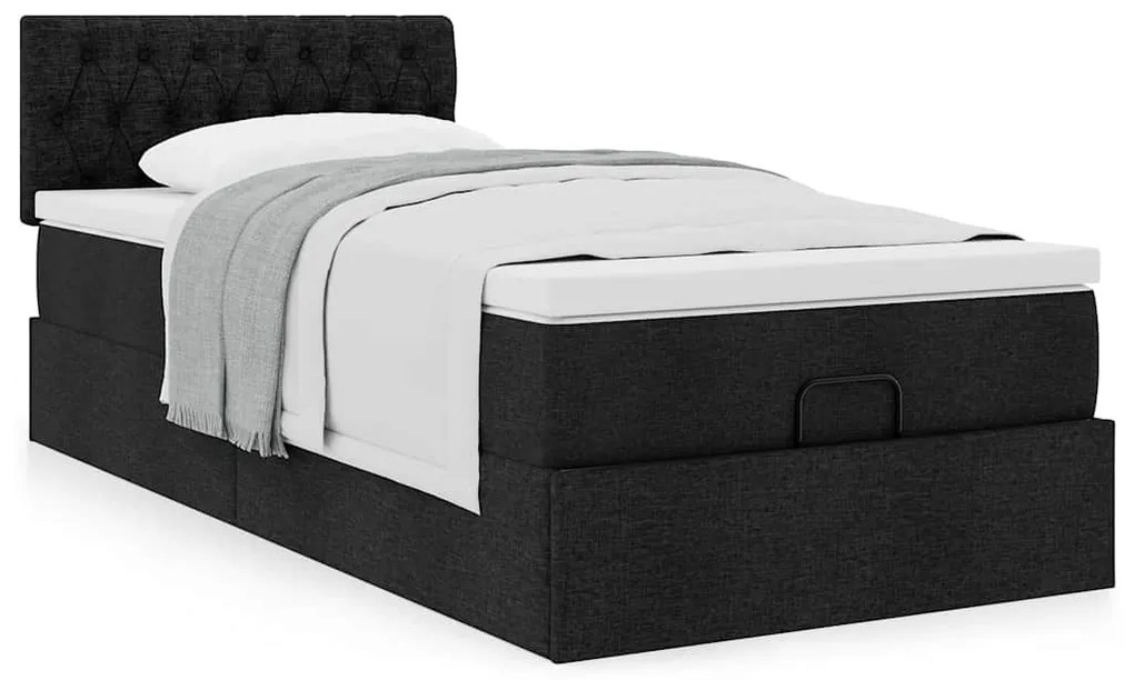 Οθωμανικό κρεβάτι με στρώμα Μαύρο 90x190cm Ύφασμα 3311506