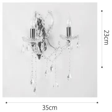 Επιτοίχιο φωτιστικό από οξυντέ χρώμιο γυαλί και κρύσταλλα 2XE14 D:35cm (43250-CHROME) - Μέταλλο - 43250-CHROME