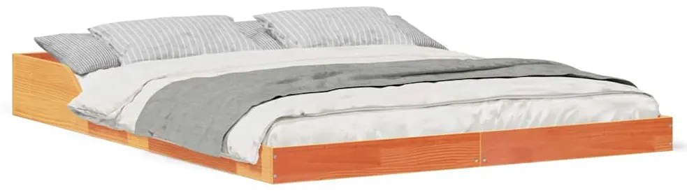 vidaXL Σκελετός Κρεβατιού Καφέ κεριού 140 x 220 cm Μασίφ ξύλο πεύκου