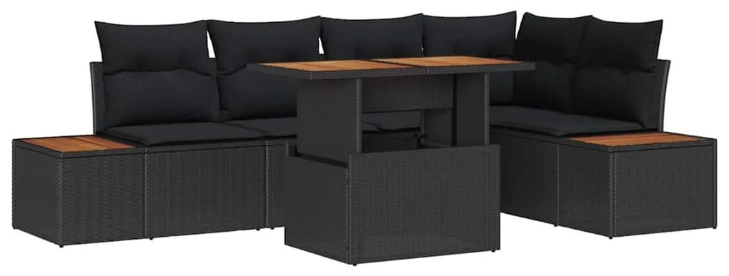 vidaXL Σέτ φαγητού για κήπο με μαξιλάρι 6 pcs Μαύρο και Καφέ