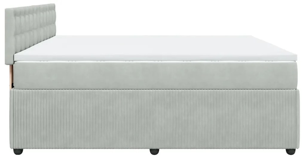 Κρεβάτι Boxspring με Στρώμα Ανοιχτό Γκρι 200x200 εκ. Βελούδινο - Γκρι