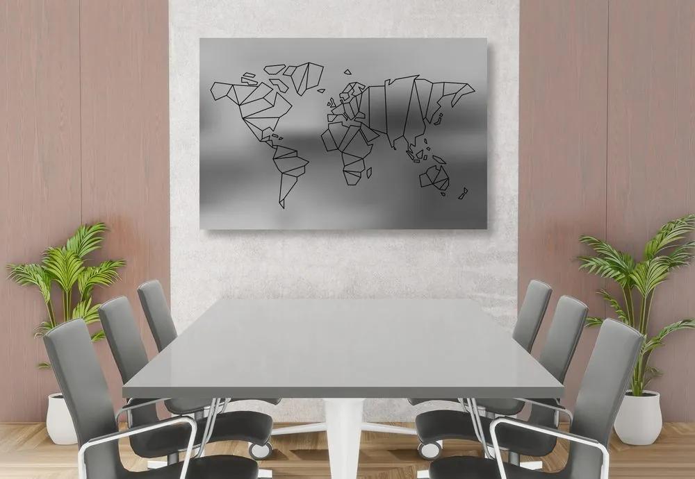 Εικόνα σε στυλιζαρισμένο παγκόσμιο χάρτη από φελλό σε ασπρόμαυρο - 120x80  flags