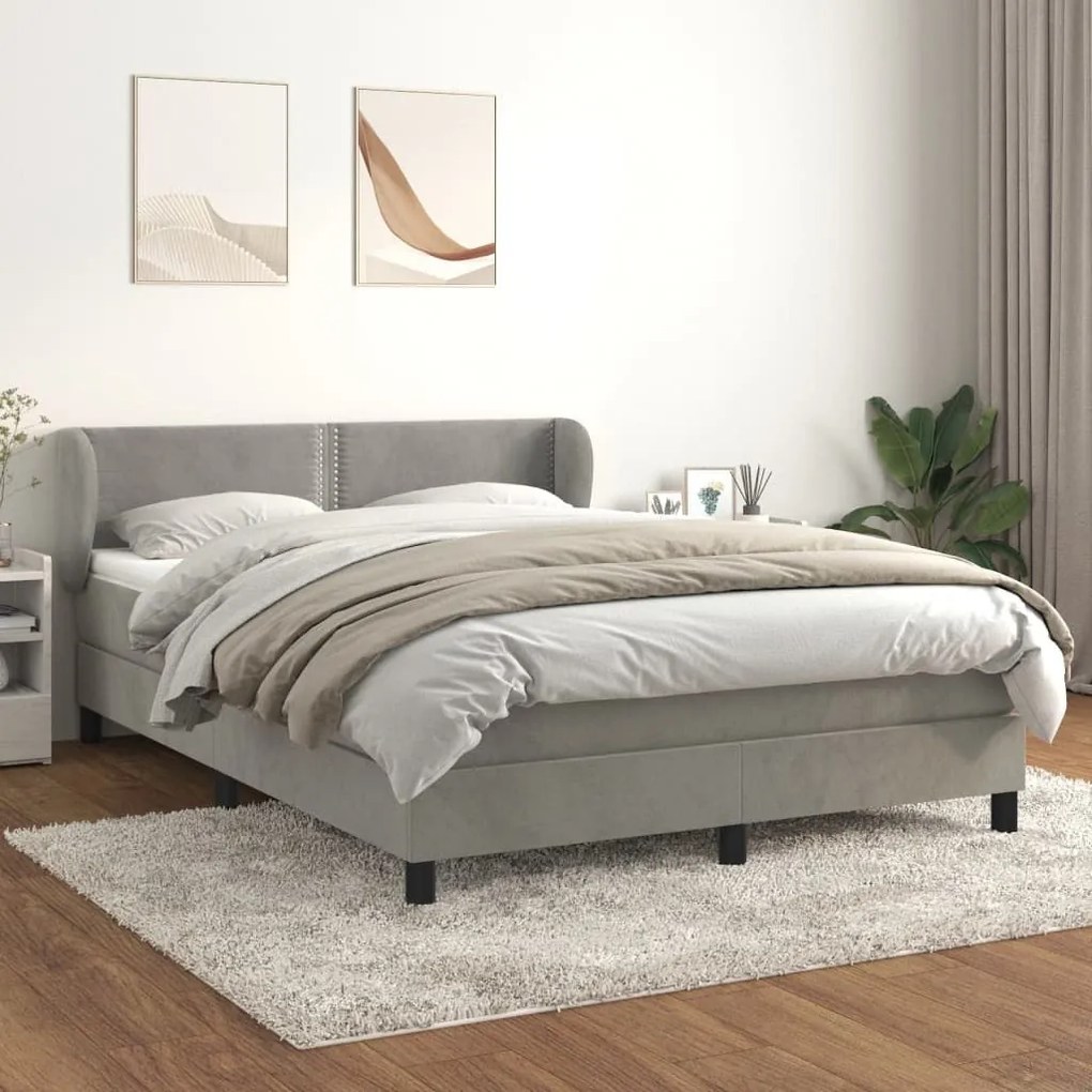 ΚΡΕΒΑΤΙ BOXSPRING ΜΕ ΣΤΡΩΜΑ ΑΝΟΙΧΤΟ ΓΚΡΙ 140X200 ΕΚ. ΒΕΛΟΥΔΙΝΟ 3127433