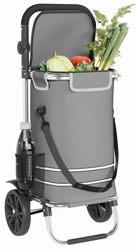 vidaXL Καρότσι Αγορών Γκρι 36.5 x 46.5 x 100.5 εκ Ύφασμα Oxford