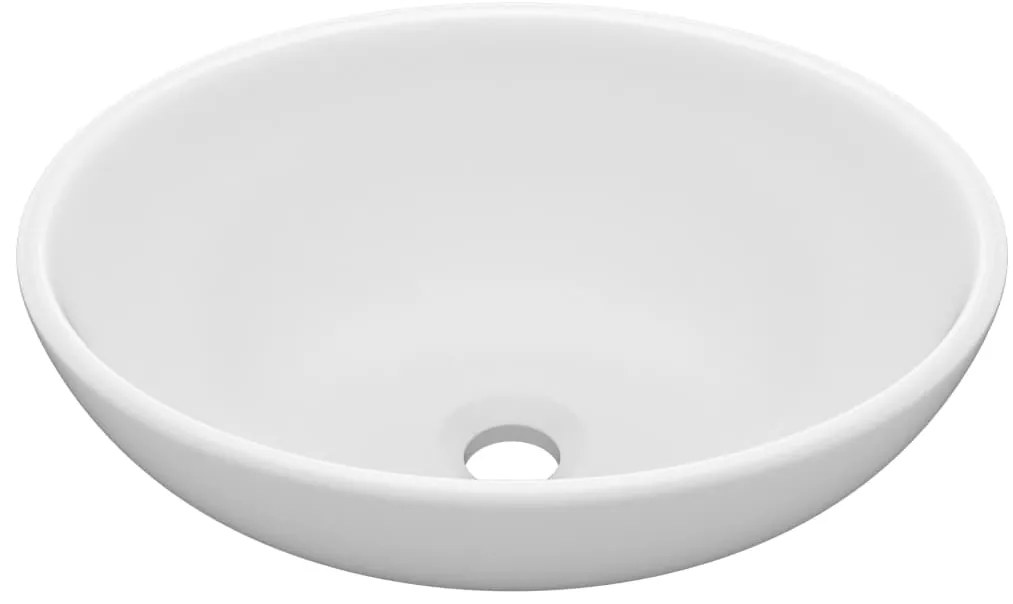vidaXL Νιπτήρας Πολυτελής Οβάλ Λευκό Ματ 40 x 33 εκ. Κεραμικός