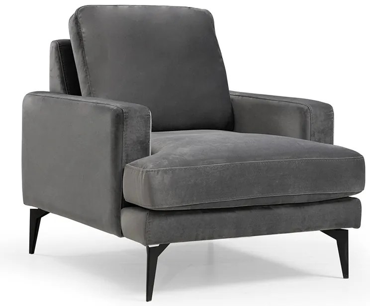 Πολυθρόνα Fortune pakoworld βελούδο ανθρακί-μαύρο 80x90x88εκ