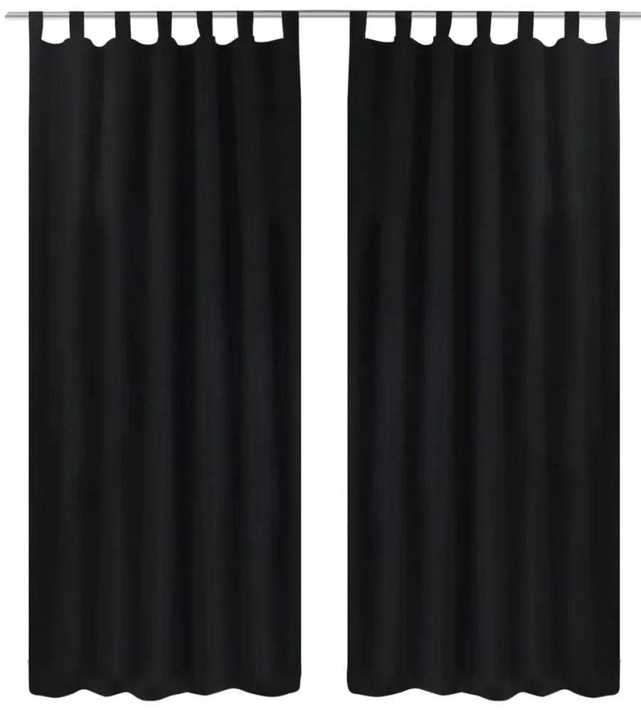 Κουρτίνες με Θηλιές 2 τεμ. Μαύρες 140 x 175 εκ. από Microsatin