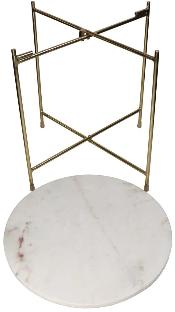 Τραπεζάκι ArteLibre Λευκό Μάρμαρο/Μέταλλο 40x40x40cm