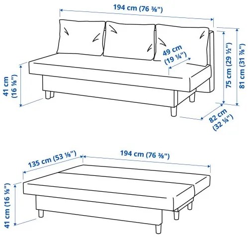 ÄLVDALEN τριθέσιος καναπές-κρεβάτι 505.306.48